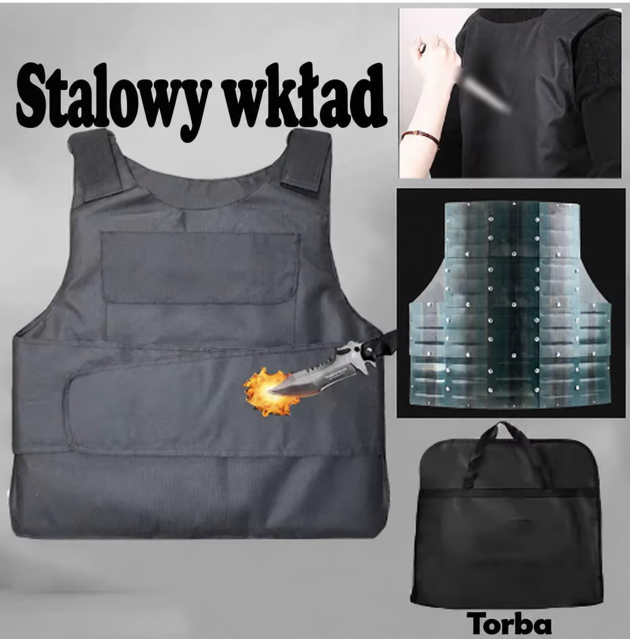 Kamizelka z wkładem i torba na grafice producenta